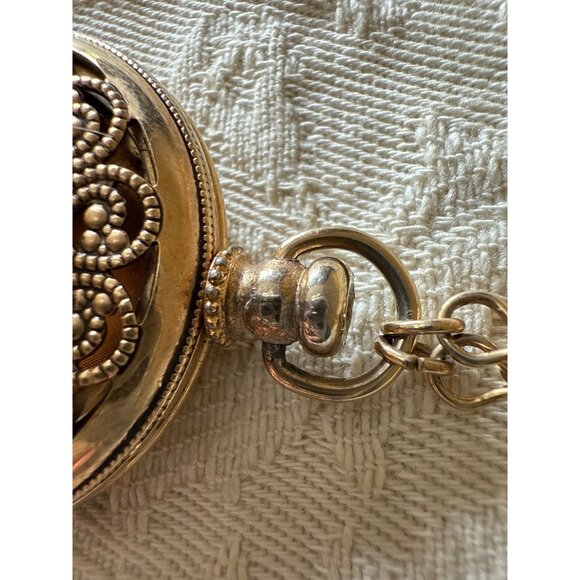 Avon Vintage Gold-Tone Locket Necklace With Brown Gemstone Pendant - Picture 8 of 16